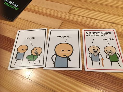 Joking Hazard being our favorite card game says a lot about my group of friends. Blank Card Ideas, Joking Hazard, Cyanide And Happiness, Group Of Friends, Blank Card, Laughing So Hard, Friends Funny, Funny Games, Card Game