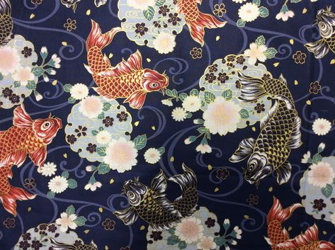 Fish Quilt Pattern, Frida Kahlo Fabric, Koi Fish Pattern, Koi Fish Japanese, Kimono Print, Fish Japanese, Fish Quilt, Japanese Fish, Fish Pattern