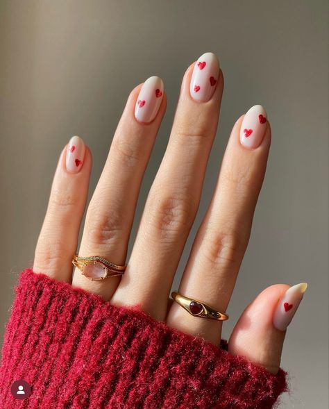 Heart Nail Designs, January Nails, Romantic Nails, Minimalist Nails, Heart Nails, Dream Nails, Valentine's Day Nails, Valentines Nails, Almond Nails