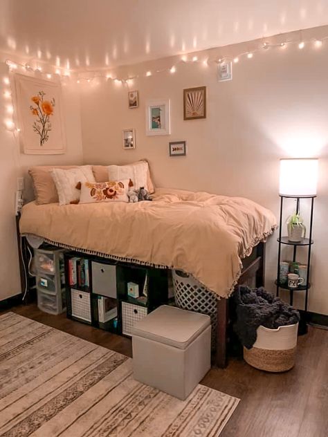 Apartment Dorm Room Ideas, College Dorm Room Ideas Aesthetic Cozy, Rustic Dorm Room Ideas, College Dorm Room Ideas Cozy, Single Dorm Room, Collage Dorm Room, Dorm Room Color Schemes, Dorm Room Colors, Dorm Room Layouts