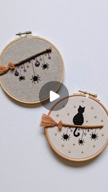 Hayley - Embroidery Artist on Instagram: "Let's stitch a broomstick together for spooky season 🎃  I love stitching these little broomsticks so here is a more detailed video showing how to make it. You will need the following:   ✨ Embroidery hoop with fabric  ✨ A twig  ✨ Embroidery thread  ✨ Needle  ✨ Scissors   Happy stitching!   #makersgonnamake #makersofinstagram #handembroidery #modernembroidery #modernhandembroidery #broderiemoderne #broderie #embellishment #embroideryinstaguild #embroiderylover #embroiderersofinstagram #embroidelicious #embroiderydesign #embroideryartist #halloween #damngoodstitch #embroiderytutorial" Witchy Embroidery Ideas, Fall Hobbies, Thanksgiving Table Linens, Spooky Embroidery, Autumn Puzzle, Ghost Embroidery, Small Embroidery, Thread Needle, Halloween Embroidery