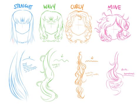 Draw Curls, Hair References Drawing, Human Drawing Reference, Chibi Hair, Wavy Hairstyles Tutorial, Curly Hair Drawing, Drawing Hair Tutorial, Draw Hair, Female Drawing