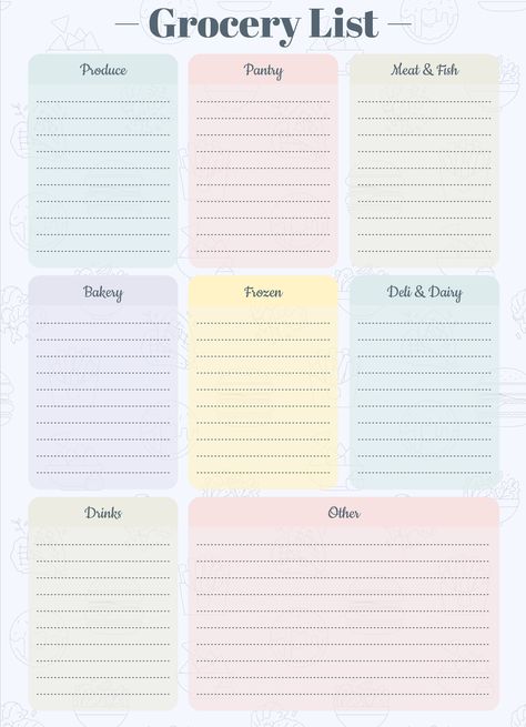 Grocery Template, Birthday Shopping List, Basic Grocery List, Grocery List Organization, Printable Grocery List Template, Free Grocery List, Weekly Meal Planner Template, Grocery List Template, Monthly Meal Planner