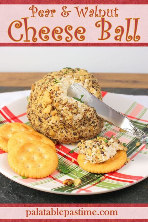 Pear and Walnut Cheese Ball combines a fresh pear with walnuts, Gruyere and cream cheeses and pear jam in this tasty holiday party appetizer. via @suelau1 Walnut Cheese Ball, Jam Appetizer, Cheese Recipes Dinner, Walnut Cheese, Holiday Party Game, Cream Cheese Ball, The Best Appetizers, Oscar Viewing Party, Mozzarella Pizza