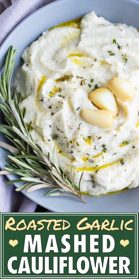 Paleo Mashed Cauliflower, Vegan Mashed Cauliflower, Cauliflower Mashed Potatoes Recipe, Cauliflower Roasted, Cauliflower Vegan, Garlic Mashed Cauliflower, Keto Side Dish, Mashed Cauliflower Recipe, Paleo Cauliflower