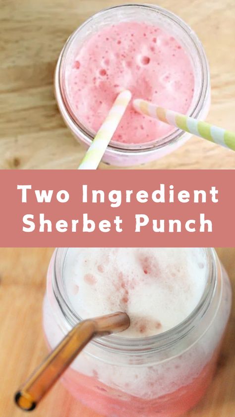 Two Ingredient Sherbet Punch Pool Party Punch, Raspberry Sherbet Punch, Ice Cream Punch, Sherbet Punch Recipes, Sherbet Ice Cream, Sherbet Punch, Raspberry Sherbet, Two Ingredient, Lemon Lime Soda