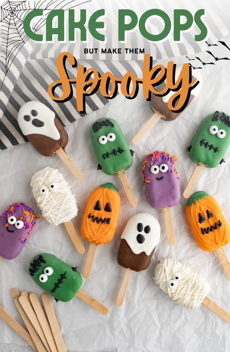 Halloween Stuff To Bake, Halloween Baked Goods Treats, Ghost Cake Pops Halloween, Ghost Cakesicles, Halloween Cakesicles Ideas, Halloween Cake Pop Ideas, Cute Cake Pops Ideas, Sweet Treats Easy To Make Quick, Halloween Deserts Ideas