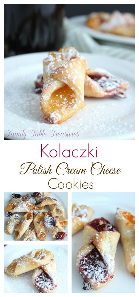 Polish Cream Cheese Cookies - Family Table Treasures Polish Cookies, Pierogi Casserole, Polish Desserts, Recipes Meat, Coconut Dessert, Recipes Authentic, Polish Food, Brownie Desserts, Cream Cheese Cookies