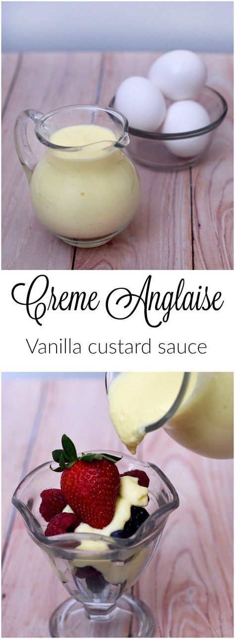 Creme anglaise is a classic French recipe for vanilla sauce. Use it to top any number of desserts, or churn it into ice cream! #SundaySupper TheRedheadBaker.com Vanilla Custard Sauce, Mousse Dolce, Oreo Pudding, Custard Sauce, French Recipe, Vanilla Sauce, Vanilla Recipes, Slow Cooker Desserts, French Desserts