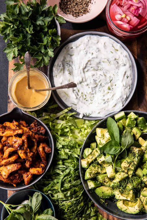 Greek Chicken Tzatziki, Tzatziki Bowls, Chicken Tzatziki, Tzatziki Chicken, Season Recipes, Half Baked Harvest Recipes, Homemade Tzatziki Sauce, Tzatziki Recipes, Indian Butter Chicken