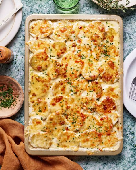 The Ultimate Sheet Pan Potatoes Au Gratin Sheet Pan Au Gratin Potatoes, Sheet Pan Potatoes Au Gratin, Sheet Pan Scalloped Potatoes, Sheet Pan Potatoes, Augratin Potatoes, Kalejunkie Recipes, Pan Potatoes, Granola Dessert, Au Gratin Potato Recipes