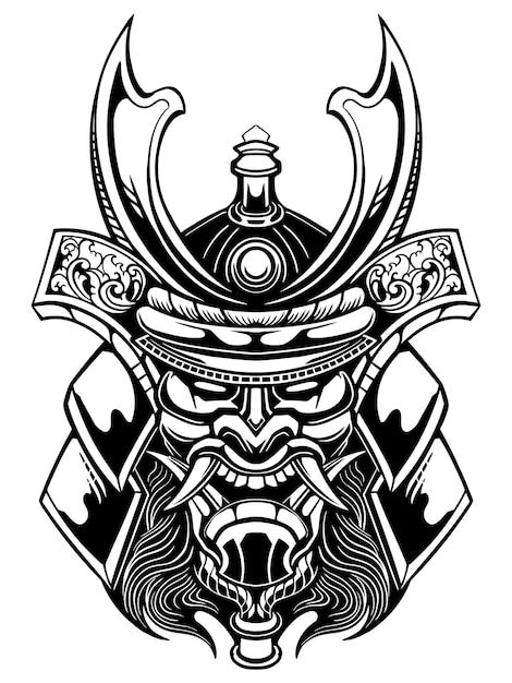 Vector line art of yasuke shogun japan | Premium Vector #Freepik #vector #samurai #japanese-samurai #japanese-tattoo #samurai-mask Mascara Oni, Samurai Warrior Tattoo, Helmet Drawing, Helmet Tattoo, Samurai Tattoo Design, Samurai Helmet, Mask Tattoo, Line Art Vector, Samurai Tattoo