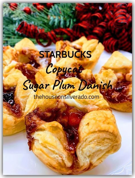 Sugar Plum Danish, Sugar Plum Cheese Danish, Plum Danish, Spiced Jam, Cheese Danish Recipe, Danish Recipe, Copycat Starbucks Recipes, Cheese Danish, Danish Food