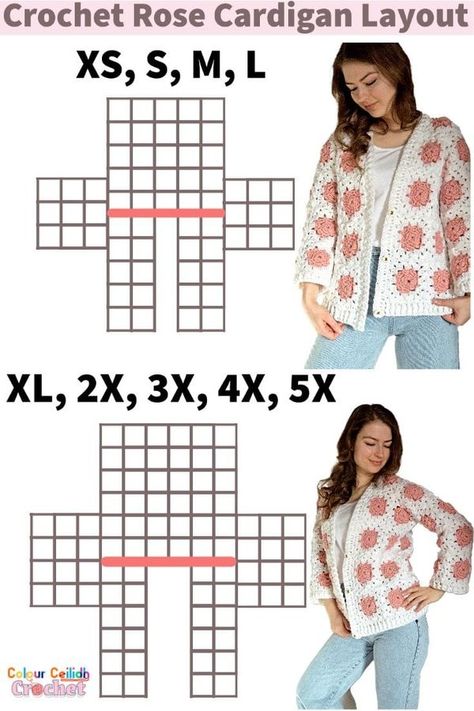 Granny Square Jersey, Granny Square Cardigan Layout, Cardigan Crochet Patron, Ideas Para Tejer A Crochet, Cardigan A Crochet, Crochet Wave Pattern, Crochet Cardigan Granny Square, Crochet Granny Square Cardigan, Granny Sweater