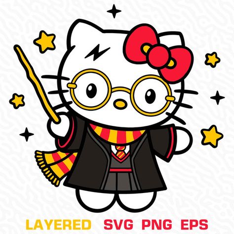 Harry Potter Hello Kitty, 80s Rugs, Png Hello Kitty, Hello Kitty Png, Hello Kitty Svg, Kitty Png, Harry Potter Svg, Shirts Vinyl, Raster Graphics