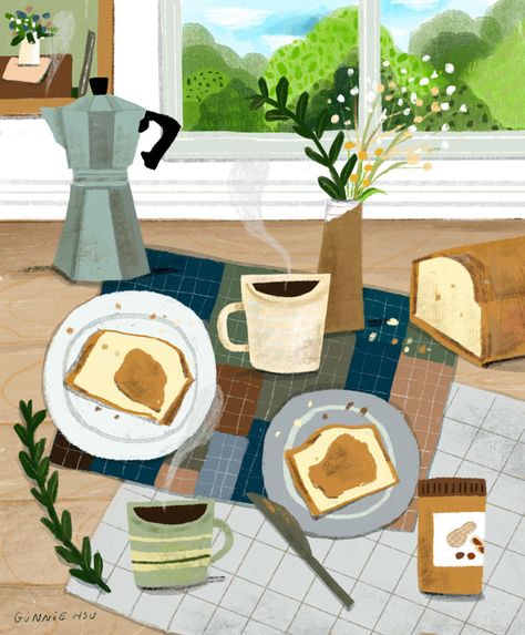 심플한 그림, Illustration Noel, Interior Illustration, Illustration Food, Inkjet Printing, Food Drawing, Gouache Painting, Food Illustrations, B & B