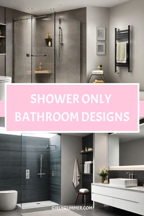 Shower-only bathroom designs with modern glass enclosures, minimalistic decor, and sleek fixtures. One Piece Shower Unit Master Bath, Small Bathroom Rain Shower Ideas, Rainshower Bathroom Ideas, Walking Shower Ideas, Spa Shower Ideas Walk In, Spa Shower Ideas, Small Bathroom With Shower Only, Matte Marble Shower Walls With Pebble Shower Floor With Nickel Shower Head, Minimalist Vanity