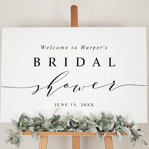 $42.90 | Minimal Black and White Bridal Shower Welcome Sign #welcome sign, bridal shower welcome sign, black and white, modern, calligraphy, elegant, simple, minimalist, stylish, chic Black And White Bridal Shower Outfit, Black White Green Bridal Shower Ideas, Black And White Bridal Shower Decor, Minimalist Bridal Shower Ideas, Black And White Bridal Shower Ideas, Neutral Bridal Shower Decor, Welcome Sign Bridal, Green Bridal Showers, Bridal Shower Inspo