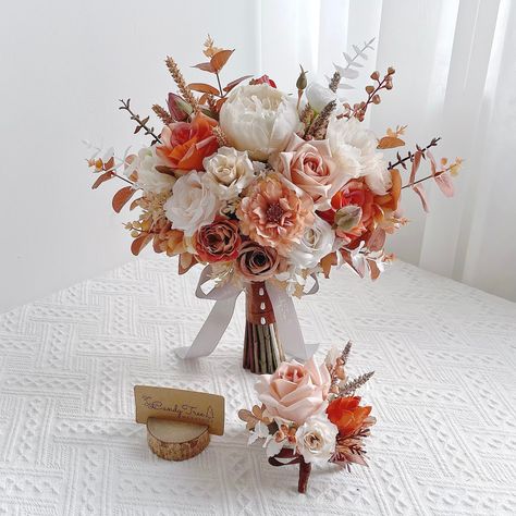 Bride Bouquets Autumn, Silk Flower Wedding, Silk Flower Wedding Bouquet, Flower Wedding Bouquet, Bridal Bouquet Flowers, Silk Flower Bouquets, Hand Bouquet, Flower Wedding, Silk Flower