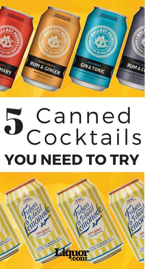 Ever looking for a great mixed drink on the go? Look no further! The U.S. is finally jumping on the canned cocktail bandwagon and here are our 5 favorites you need to try for yourself! Canned Alcoholic Beverages, Premade Cocktails, Cocktails In A Can, Canned Cocktails, Fun Desk, Drinks Packaging, Liquor Bar, Cocktails To Try, Cabin Wedding