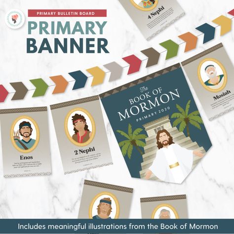 2020 Primary Book of Mormon Banner Book Of Mormon Primary Program, Primary Bulletin Board Ideas, Primary Bulletin Board, Book Of Mormon Scriptures, Mormon Scriptures, Spiritual Ideas, Red Headed Hostess, The Red Headed Hostess, Primary Presidency