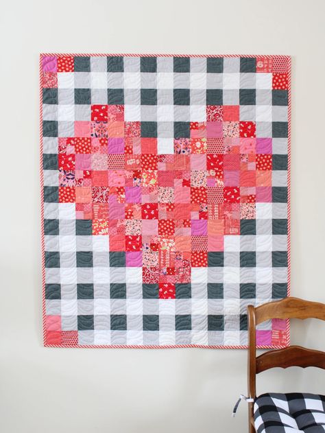 Country Love Love Quilt Pattern, Pixel Quilt Pattern, Pixel Quilting, Love Quilt, Country Love, Heart Quilt Pattern, Paper Quilt, Scrappy Quilt Patterns, Pdf Quilt Pattern