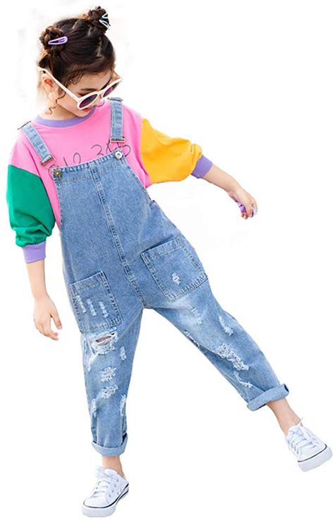 Amazon.com: Yao 3-12Years Girls Jumpsuit&Rompers Big Kid Bib Overalls Blue Adjustable Belts Denim Pants(Basic, 11-12Y): Clothing Overalls Blue, Girls Jumpsuit, Cute Overalls, Girls Overalls, Overalls Outfit, Jeans Overall, Sequin Pants, Bib Overalls, Distressed Denim Jeans