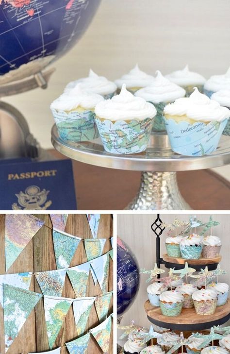 Welcome to the World Baby! Adventure Awaits Baby Shower – Baby Shower Ideas 4U Travel Ideas For Couples, Cupcake Papers, Travel Bridal Showers, Travel Theme Bridal Shower, Adventure Awaits Baby Shower, Wedding Themes Ideas, Welcome To The World Baby, Travel Baby Shower Theme, Travel Baby Showers