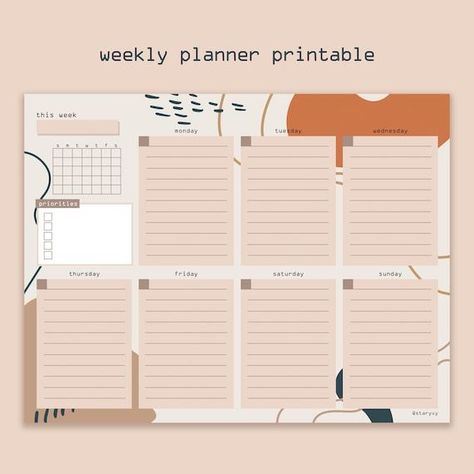 Pin on Aesthetic Pics Weekly Planner Aesthetic, Aesthetic Weekly Planner, Study Planner Printable Free, Student Agenda, Best Weekly Planner, Weekly Planner Print, Timetable Template, Etsy Planner, Aesthetic Planner