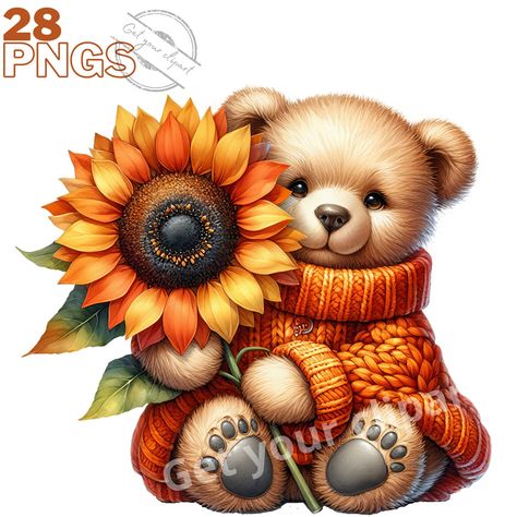 Fall Teddy Bear, Autumn Printables, Teddy Bear Png, Fall Graphics, Teddy Bear Images, Bear Png, Teddy Bear Clipart, Fall Clipart, Bear Clipart