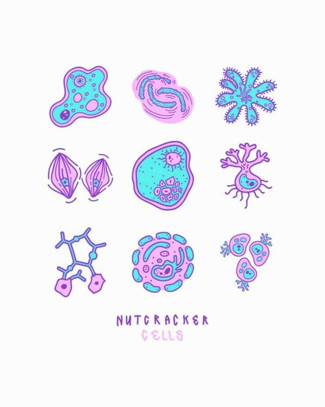 Microbiology Illustration, Cells Illustration, Cell Illustration, Cell Drawing, Cells Project, Lab Logo, Science Stickers, Biology Art, Medical Laboratory Science