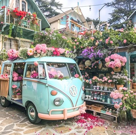 Flower Trucks, Kombi Food Truck, Flower Van, Flower Shop Display, Night Picnic, Fantasy Bedroom, Flower Ice, I Pad, Flower Truck