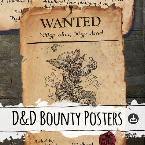 D&D Bounty Poster starter Pack editable PDF - Etsy UK Dnd Room Ideas, Wanted Poster Template, Dungeons And Dragons Diy, Dnd Decor, Dnd Room, Dnd Party, Dnd Diy, Wizard Party, Fantasy Party