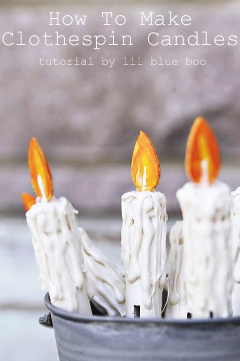 Diy Fake Candles, Fake Candles Diy, Candles Rustic, Clothespin Crafts Christmas, Christmas Clothespins, Faux Candles, Pin Crafts, Fake Candles, Farmhouse Christmas Tree