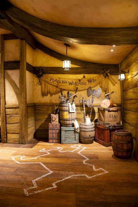 The Snuggly Duckling Restaurant at Tokyo DisneySea's Fantasy Springs Tangled Stage Design, Tangled Ceiling Painting, Tangled Hoco, Rapunzel Tower Interior, Tangled Frying Pan, The Snuggly Duckling Tangled, Tangled Snuggly Duckling, Hallway Decorations, Snuggly Duckling