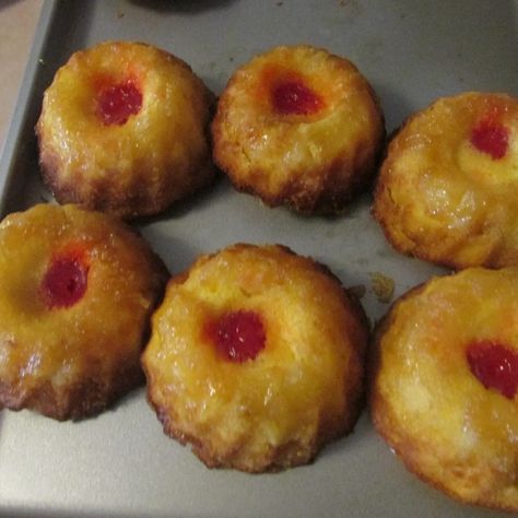 Mini Pineapple Upside-Down Cakes - Delishably Mini Bunt Cake, Pineapple Upside Cake, Pineapple Upside Down Cakes, Mini Pineapple Upside Down Cakes, Upside Down Cakes, Pineapple Cake Recipe, A Lot Of Food, Potluck Desserts, Mini Bundt