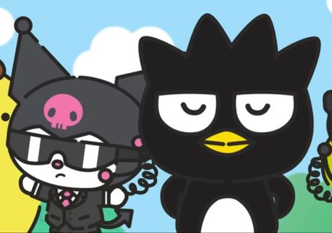 Batz Maru And Kuromi, Maru And Kuromi, Kuromi And Badtz Maru, Kuromi Badtz Maru, Y2k Designs, Sanrio Pfp, Walpaper Hello Kitty, Y2k Design, Badtz Maru