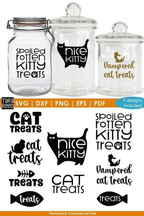 Cat Treat Jar, Diy Stencils, Diy Screen, Cricut Help, Dog Treat Jar, Cricut Air, Treat Jar, Projets Cricut, Jar Design