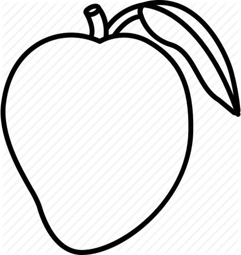 Mango Sketch Drawing, How To Draw Mango Fruit, Mango Simple Drawing, Mango Drawing For Kids, Mango Picture Drawing, Mango Outline, Mango Outline Drawing, Fruits Outline, Fruit Outline Drawing