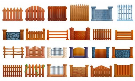 Unique Fence Ideas, Fence Signs, Wood Fence Design, Brick Columns, Brick Fence, White Fence, Fence Styles, Front Yard Fence, التصميم الخارجي للمنزل