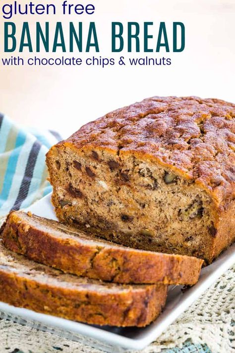 Banana Bread Recipe Gluten Free, Gluten Free Banana Nut Bread, Easy Gluten Free Banana Bread, Banana Bread Cupcakes, Banana Bread With Chocolate Chips, Gluten Free Banana Bread Recipe, Banana Bread With Chocolate, Meaningful Eats, Bread With Chocolate Chips