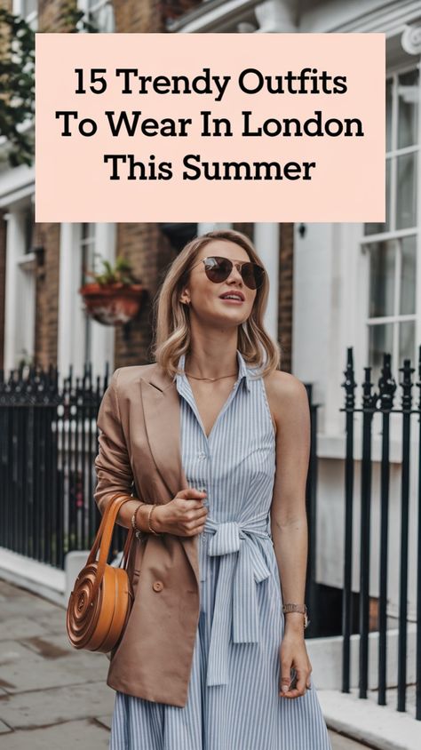 Not sure what to pack for London? These 15 summer outfit ideas balance style and practicality for the city's unpredictable weather. Pin this for later and stay fashionable in London! London Style Summer, London Outfits Summer, Outfits To Wear In London, What To Pack For London, London Summer Outfit, Greece Travel Outfits, What To Wear In London, London Outfit, Linen Romper