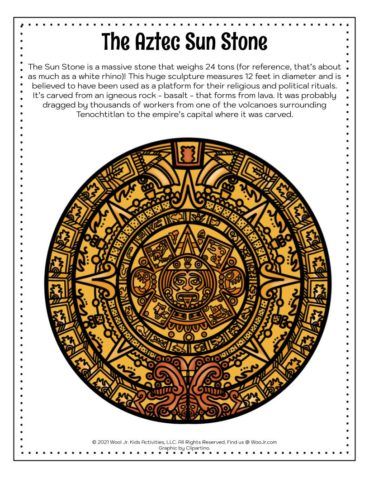 Learn About the Aztec Empire | Woo! Jr. Kids Activities : Children's Publishing Aztec Magic, Aztec Project, Aztec Sun Stone, Pta Mom, Culture Crafts, Homeschool Units, Ancient Mesoamerica, Spanish Weather, Easter Vacation