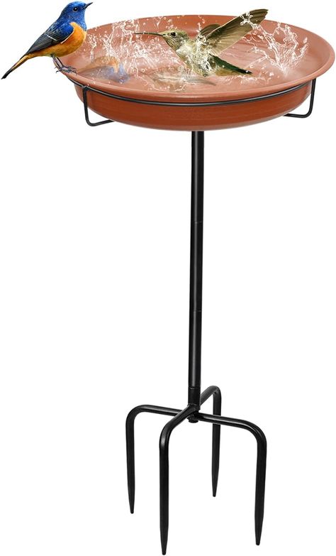 28In Freestanding Birdbaths Bowl Outdoor, Free Standing Garden Bird Bath Bird Feeder Bowl with Metal Stake, Detachable Decoration Spa Birdfeeder for Garden Patio Yard Lawn, 4 Spiky Feet (Brown) : Amazon.co.uk: Garden Standing Garden, Garden Bird Bath, Kreativne Ideje, Bath Garden, Industrial Inspiration, Bird Bath Garden, Uk Garden, Bird Garden, Bird Feeder