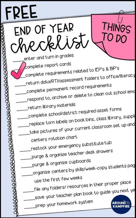 FREE end of year checklist for teachers. Get smart organization tips for packing up your classroom to make set up next year a snap! End Of The Year Checklist, End Of Year Checklist For Teachers, Year Checklist, Organization Classroom, Teacher Checklist, Clean Classroom, Organized Teacher, Organized Classroom, Teacher Survival