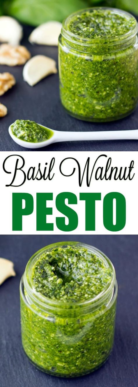 Basil Walnut Pesto comes together in about 15 minutes with just 6 ingredients. Great for pasta, sandwich spreads, and soup garnishing! Basil Walnut Pesto, Healthy Dip, Dip Sauce, Walnut Pesto, Tasty Meals, Vegan Pesto, Healthy Dips, Homemade Pesto, Pesto Recipe