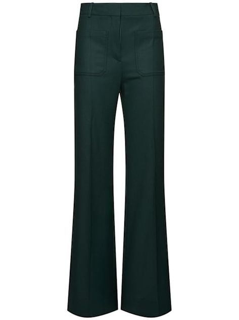 Alina fluid wool blend flared pants - Victoria Beckham - Women  | Luisaviaroma Victoria Beckham Pants, Flared Pants, Flat Espadrilles, Jeans Jumpsuit, Swim Accessories, Shearling Jacket, Ski Wear, Vivienne Westwood, Swimwear Tops