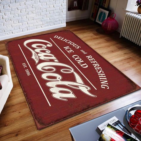 Coca Cola Rug,abstract Rug, Coca Coca Retro, Custom Rug,coca Coca Vintage, Home Decor Rug, Modern Rug, Non Slip Rug, Popular Rug, Area Rug - Etsy Retro House Decor Ideas, Maximalist House, Coca Cola Merchandise, Coca Cola Store, Coca Cola Kitchen, Fizzy Drinks, Coca Cola Decor, Barn Loft, Non Slip Rug