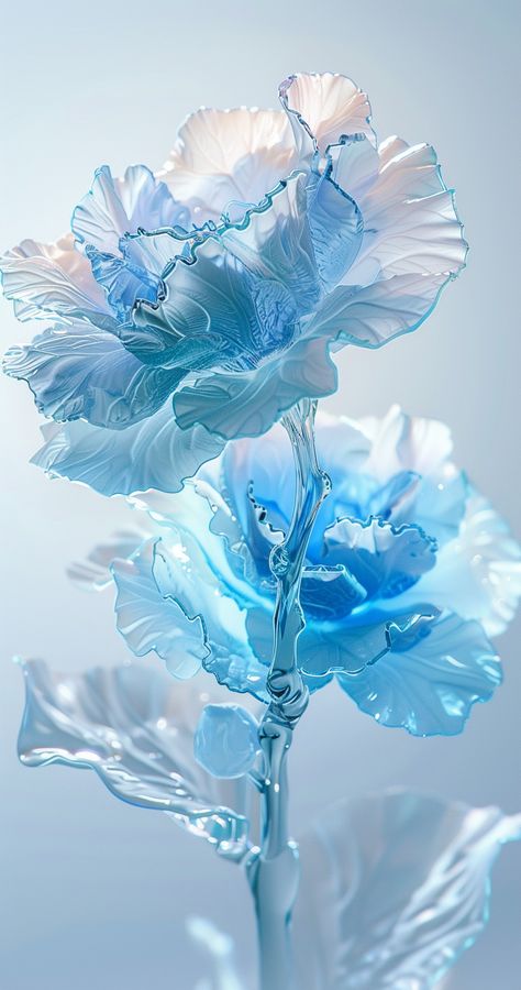 #TranslucentCarnation #GlassMaterial #HolographicStyle #DelicateSculpture #DigitalArt #DreamyAbstract #TheCandie Blue Carnation Flower, Delicate Sculpture, Translucent Flowers, Light White Background, Inspirational Digital Art, Glass Background, Light Sky Blue, Carnation Flower, Photography Games