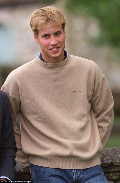 Young love: Rose and Prince William dated when he was 18 (pictured) after he completed his A'levels at Eton Prince William When He Was Younger, Prince William And Kate Young Pictures, Kate And William Dating, Prince William Young Pictures, Prince William Outfits, Prince William 90s, Young Prince William, Young William, Queen Elizabeth Photos